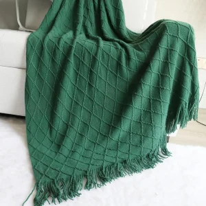 Gift Green Christmas Throw Blanket Soft Boho Bed Throw Blankets,Cozy Knitted Throw Blanket,Oversized Knit Farmhouse Blankets