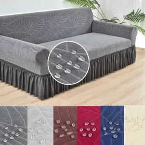 Waterproof Stretch Sofa Skirt Covers, Breathable Couch Covers, Adjustable Elastic Slipcovers for Living Room, Hotel, 1Pc