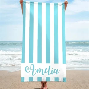 Striped Beach Towels Custom Name Beach Towel 3d Printed Microfiber Beach Towel Water Absorbing Personalized Bath Towel