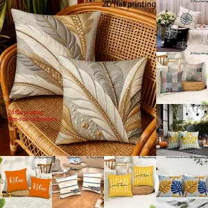 2D FLAT/2pack Assorted Decorative Throw Pillow Covers , Decorative home pillow cover, office chair backrest cushion cover，