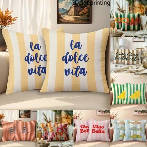 2D FLAT/2pack Assorted Stylish Letter Print Pillow Covers , Decorative home pillow cover, office chair backrest cushion cover，