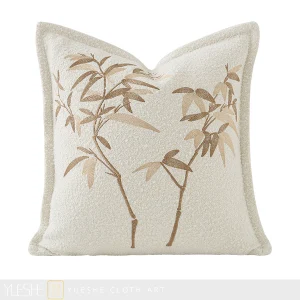 New Chinese style luxury living room sofa cushion, 45 * 45cm cushion, bamboo element pure handmade embroidered cushion