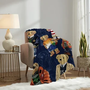 Fashion B-Bears Cute Blanket Plush Nap Sofa rug for P-POLO-S Living Room Warm Office Bedroom Birthday Home Travel Kid Gifts