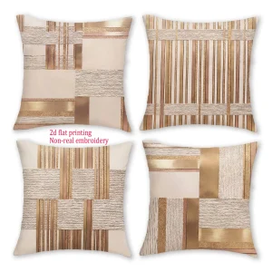 1/4pcs Modern Luxury Geometric Gold Brown Neutral Tone Throw Pillow Covers Home Decor for Couch Sofa Bedroom Living Room