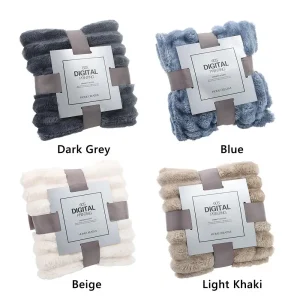 New Double Sided Warm Blanket Skin-Friendly Warm Conditioning Quilt Breathable Ultra Soft Plush Striped Blankets