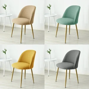 1PC Polar Fleece Curved Chair Cover Accent Short Back Dining Chair Slipcovers Small Chair Protector Case for Kitchen Hotel