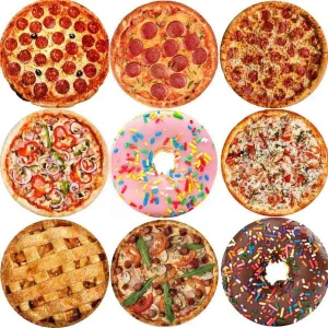 Food Print Soft Warm Cozy Flannel Tortilla Pizza Blanket Round Shape Wool Sofa Plaid Plush Bedspread Sheet Winter Throw Blankets