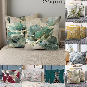 2D FLAT/2pack Vintage Floral Throw Pillow Covers , Decorative home pillow cover, office chair backrest cushion cover，