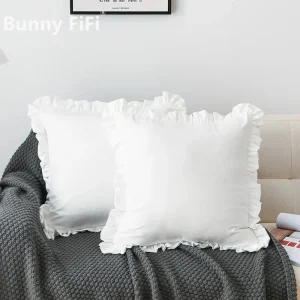 Solid Color Ruffle Pillowcase Soft Comfortable Solid Color Sofa White Pink Gray Cushion Cover Home Decorative Pillowcase 45x45cm