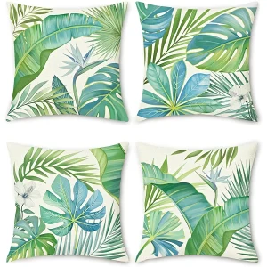 1/4pcs Tropical Palm Leaf Throw Pillow Covers Watercolor Jungle Botanical Cushion Cases for Home Patio Decor Cushion cover